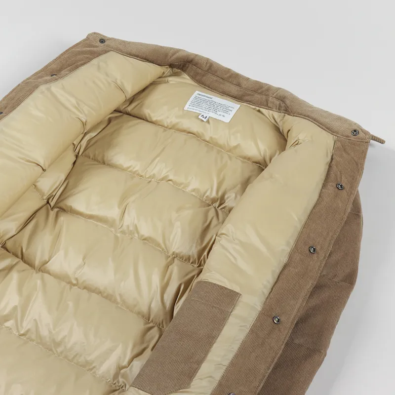 Uniform Bridge Corduroy Down Shirt Jacket Beige-4