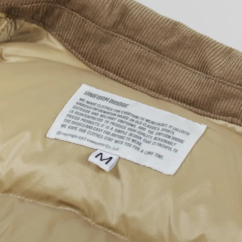 Uniform Bridge Corduroy Down Shirt Jacket Beige-9