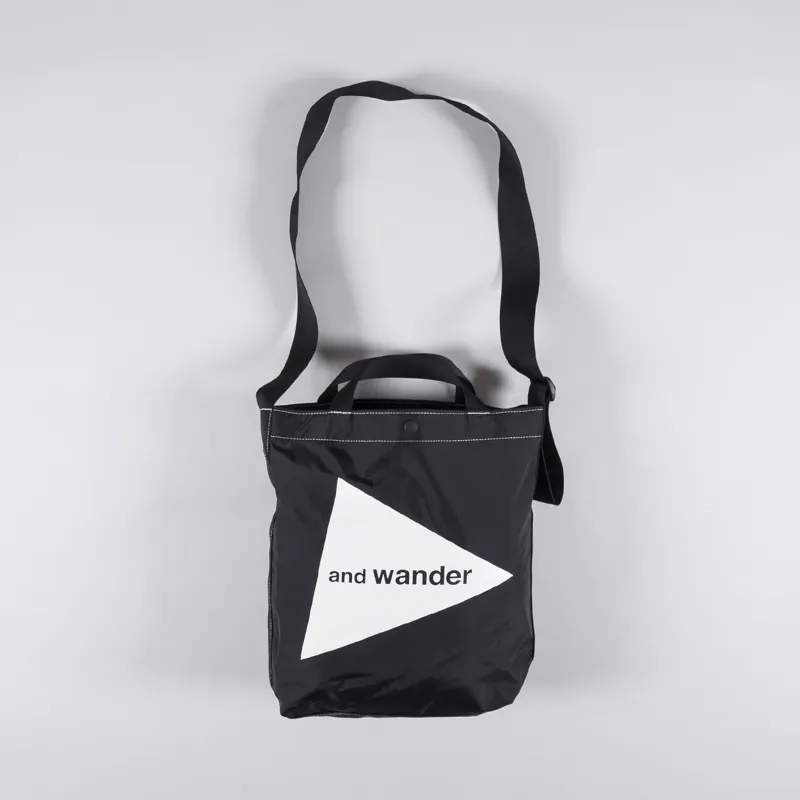 And Wander Mens Japanese CORDURA Logo Tote Bag Black