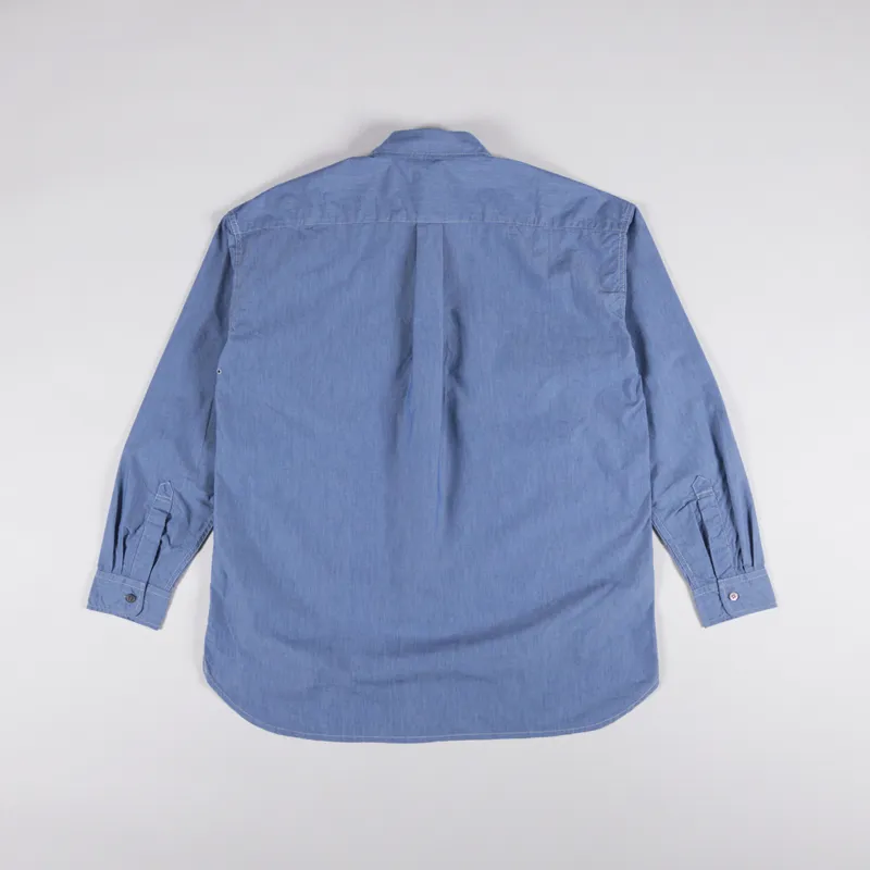 And Wander Mens CORDURA Typewriter Long Sleeve Overshirt Blue