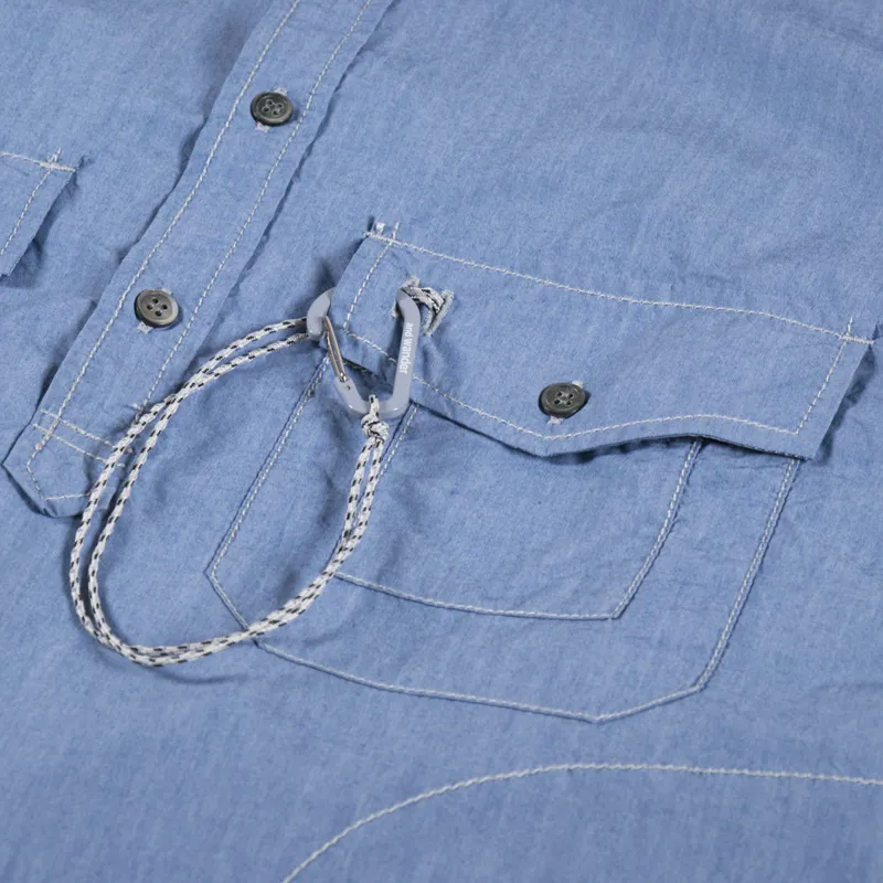 And Wander Mens CORDURA Typewriter Long Sleeve Overshirt Blue