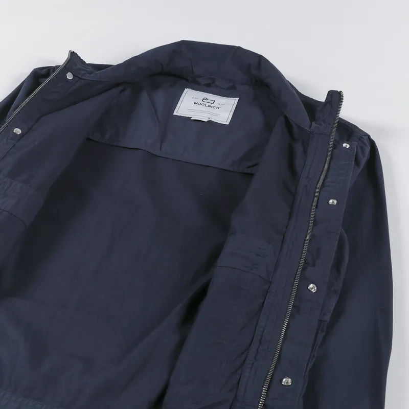 Woolrich Mens Crew Bomber Jacket Melton Navy Blue Twill