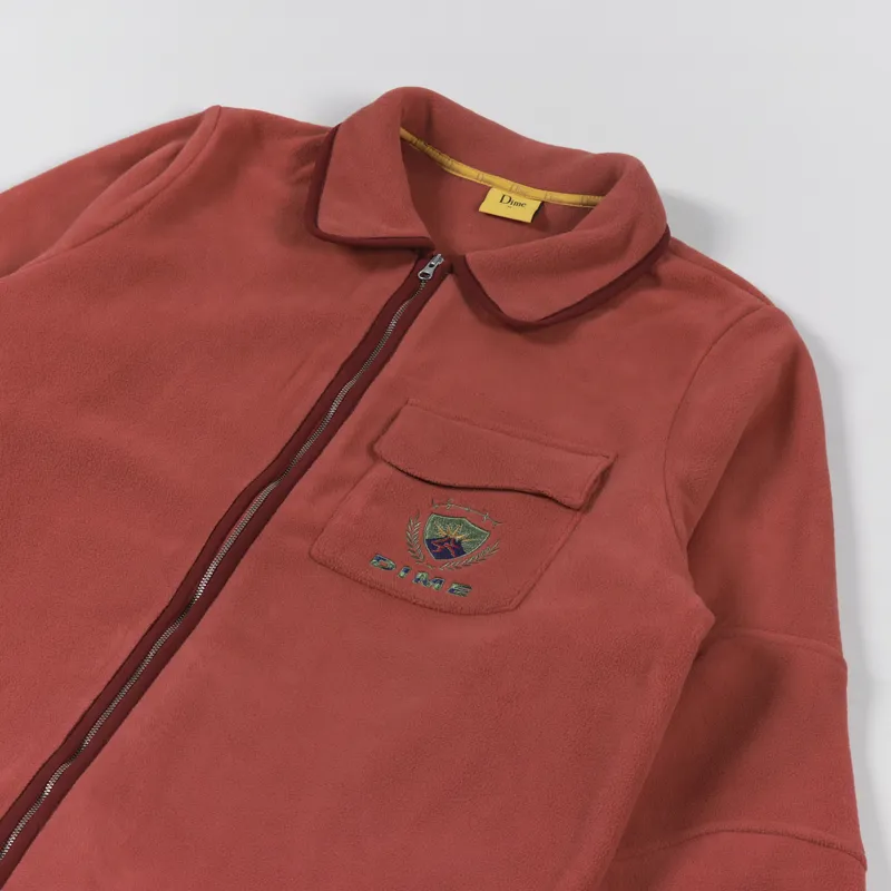 Dime Crest Fleece Shirt Sienna Red-3