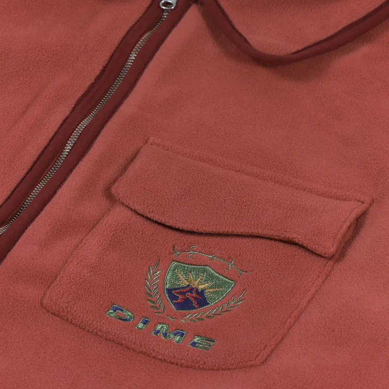 Dime Crest Fleece Shirt Sienna Red-7