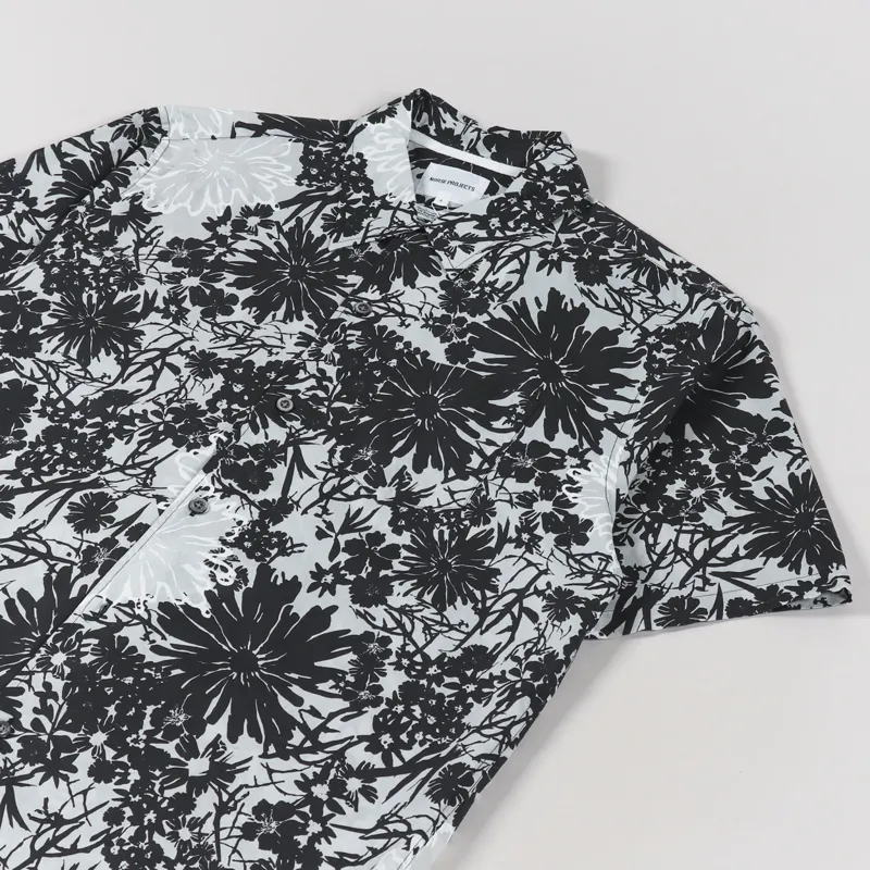 Norse Projects Carsten Flower Print Shirt Glacier Grey-1