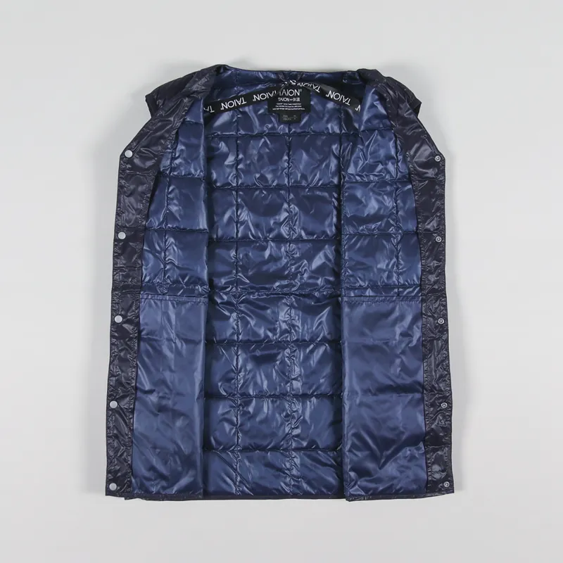 Taion V Neck Button Down Vest Navy-2