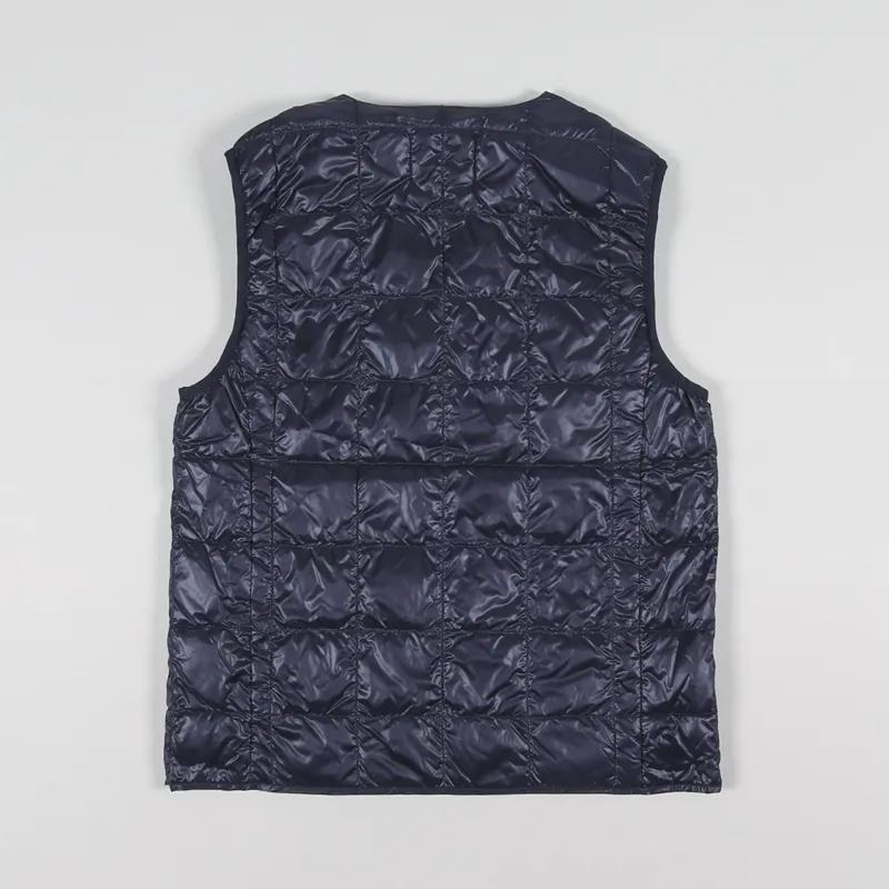 Taion V Neck Button Down Vest Navy-3