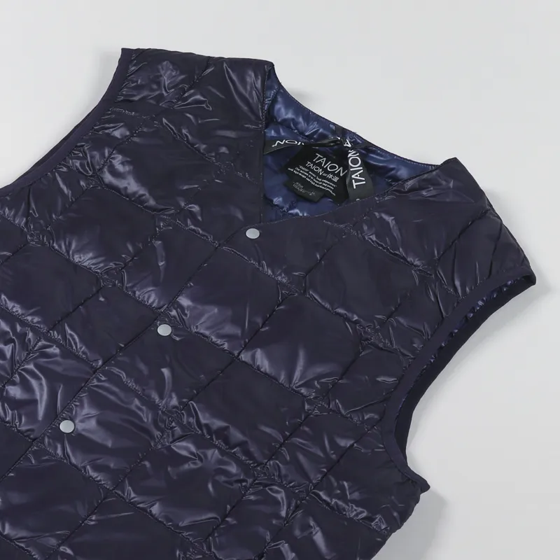 Taion V Neck Button Down Vest Navy-4