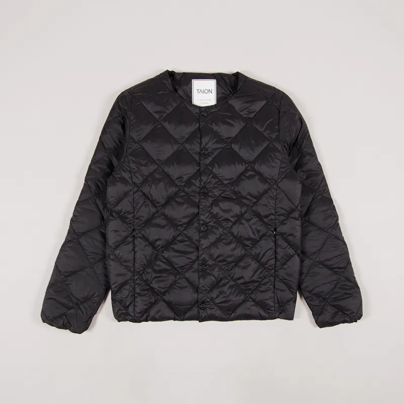 Taion Crew Neck Button Inner Down Jacket Black