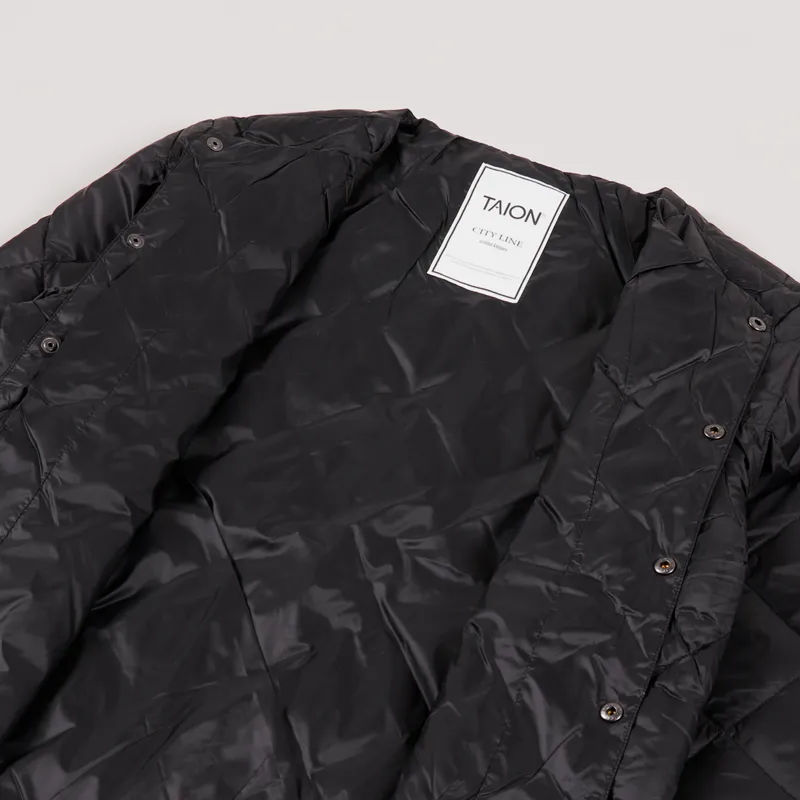 Taion Crew Neck Button Inner Down Jacket Black-4