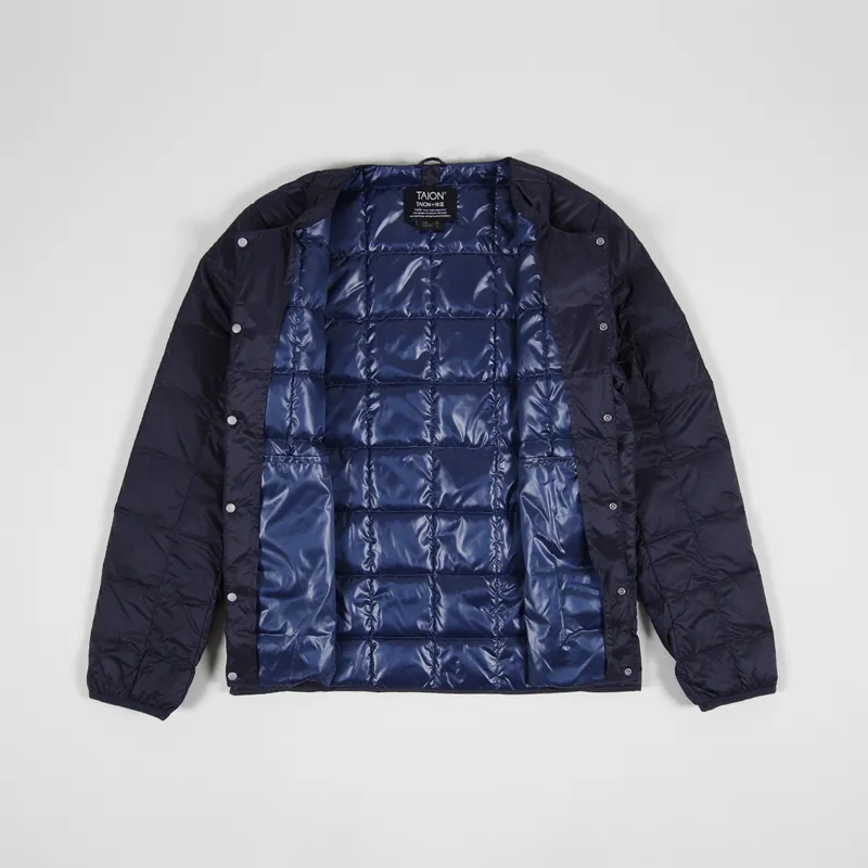 Taion Crew Neck Button Down Jacket Navy-1