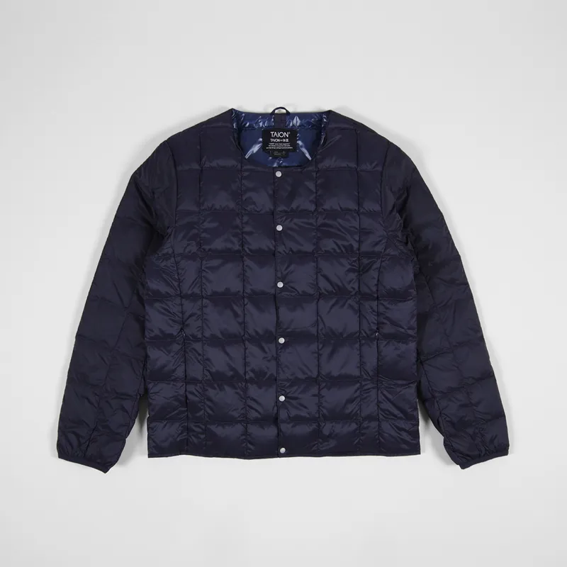 Taion Crew Neck Button Down Jacket Navy