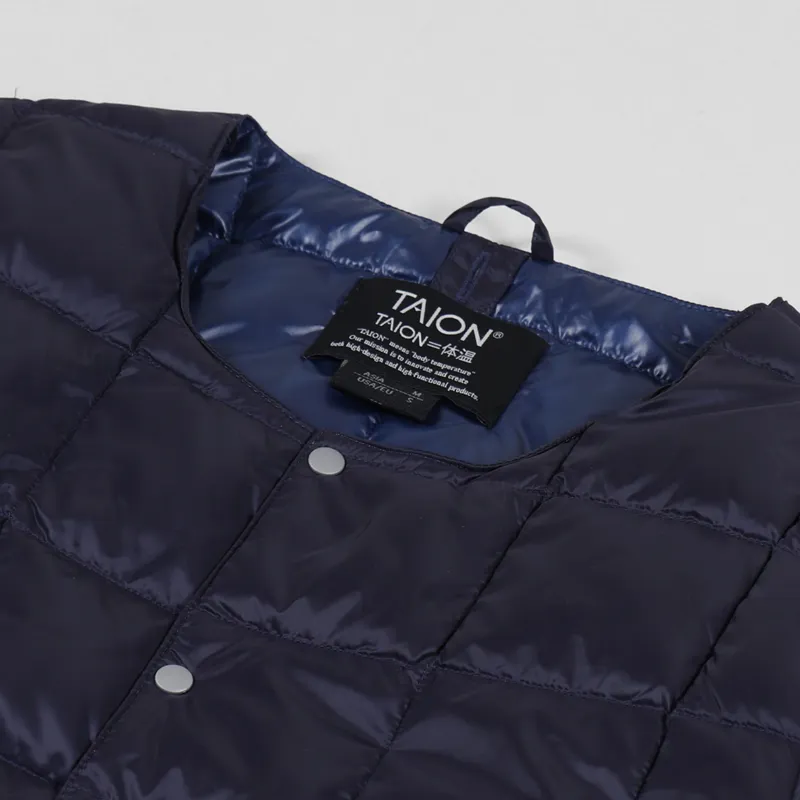 Taion Crew Neck Button Down Jacket Navy-5