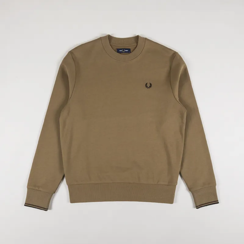 Fred Perry Crew Neck Sweatshirt Shaded Stone Burnt Tobacco