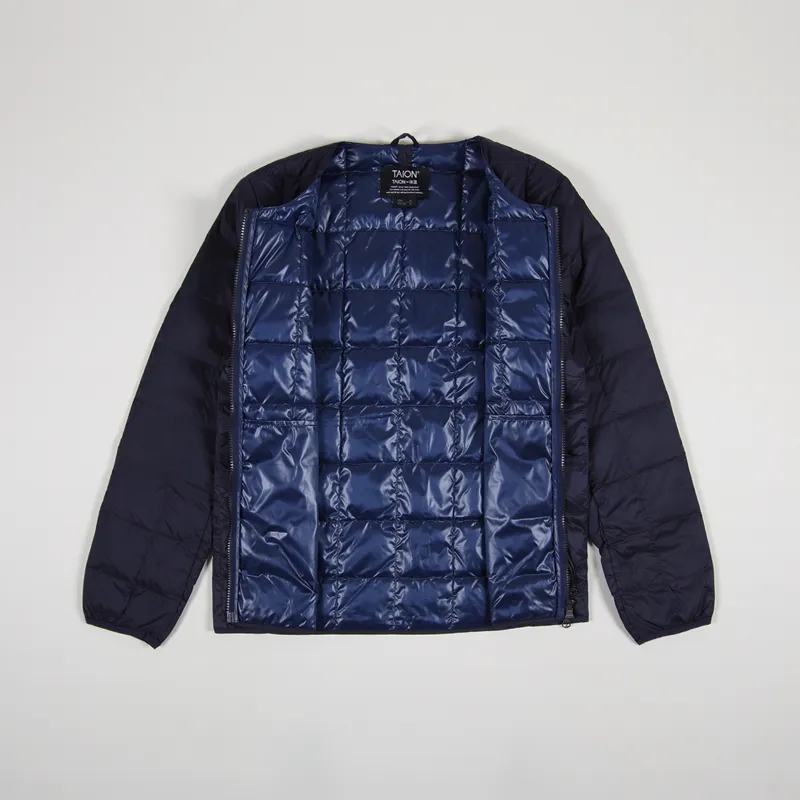 Taion Crew Neck Zip Down Jacket Navy-1