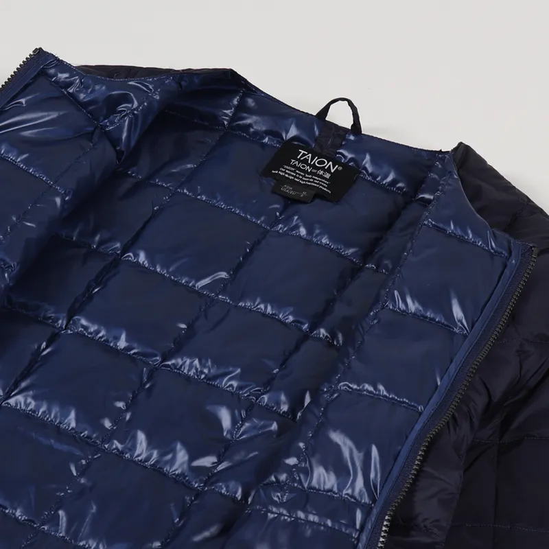 Taion Crew Neck Zip Down Jacket Navy-5
