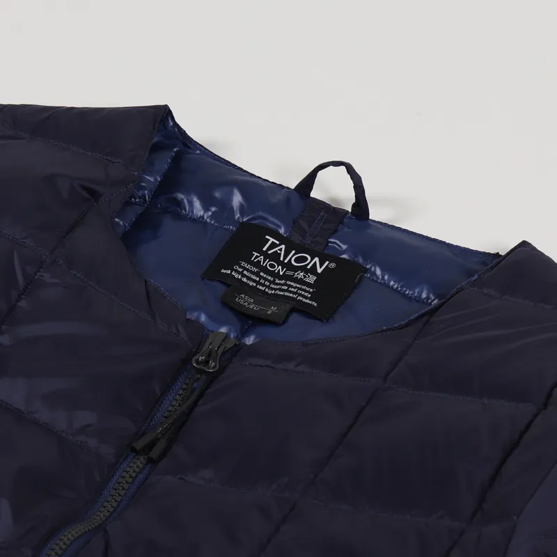 Taion Crew Neck Zip Down Jacket Navy-8