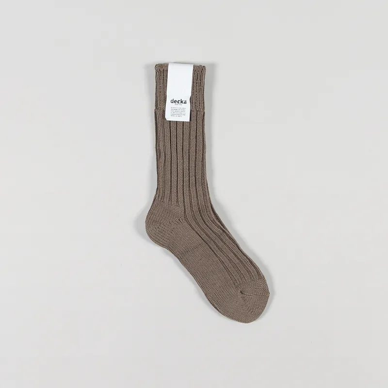 Decka Cased Heavyweight Plain Socks Beige UK 6-11-1