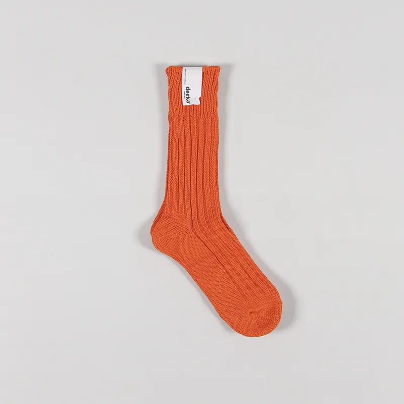 Decka Cased Heavyweight Plain Socks Neon Orange UK 6-11-1