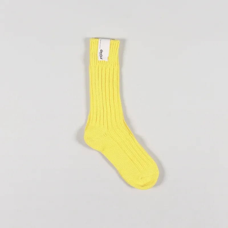 Decka Cased Heavyweight Plain Socks Neon Yellow UK 6-11