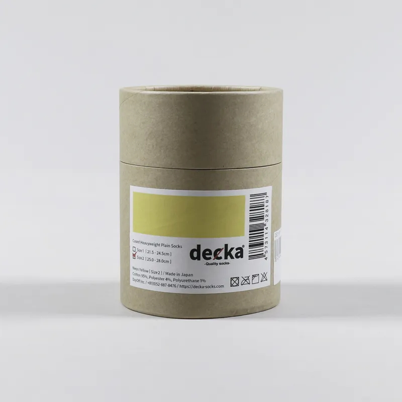 Decka Cased Heavyweight Plain Socks Neon Yellow UK 6-11-3