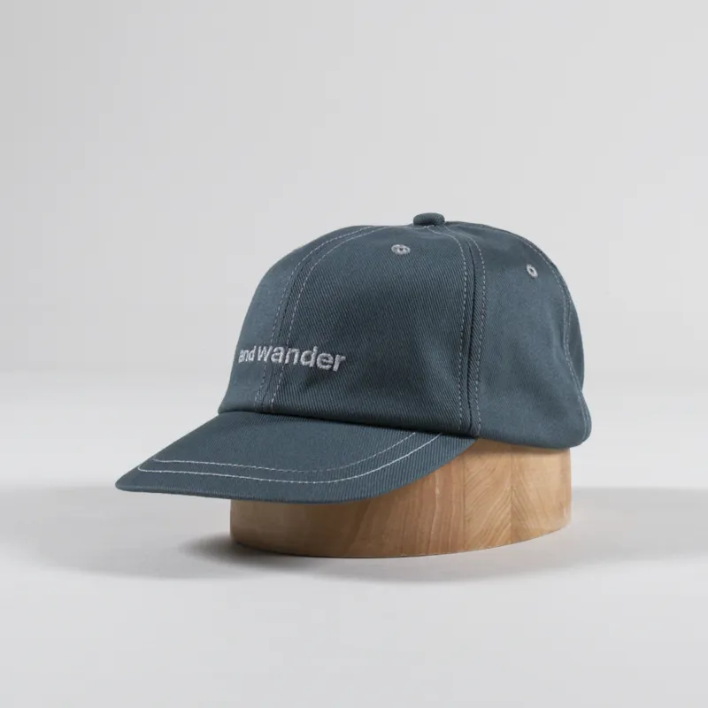 And Wander Mens Reflective Logo Cotton Twill Cap Green