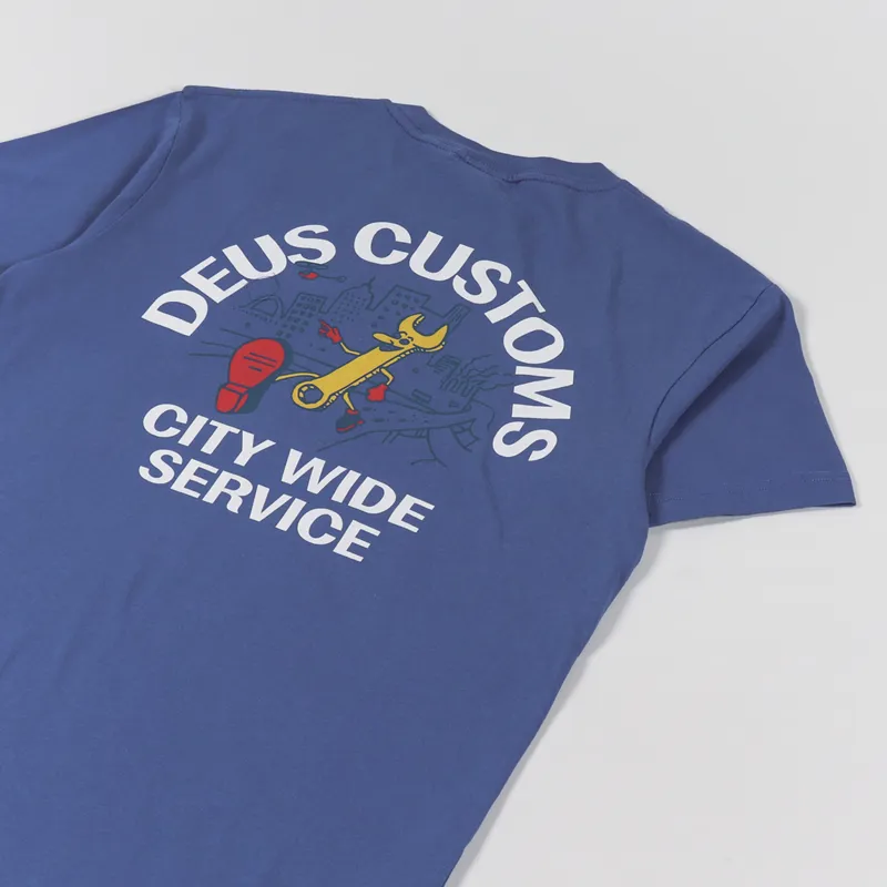 Deus Ex Machina City Wide T Shirt Dusty Blue-2