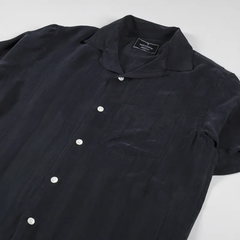 Portuguese Flannel Cupro Shirt Black-1
