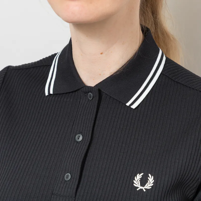 Fred Perry Womens Ribbed Polo Dress Black-4
