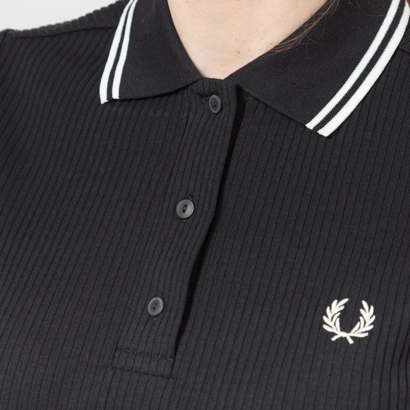 Fred Perry Womens Ribbed Polo Dress Black-5