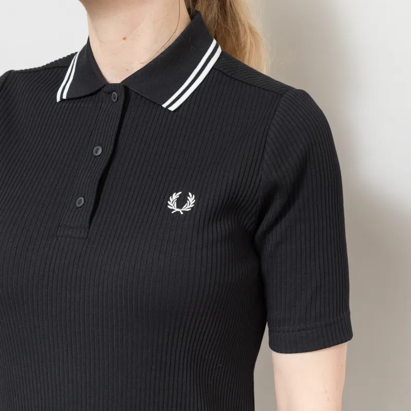 Fred Perry Womens Ribbed Polo Dress Black-3