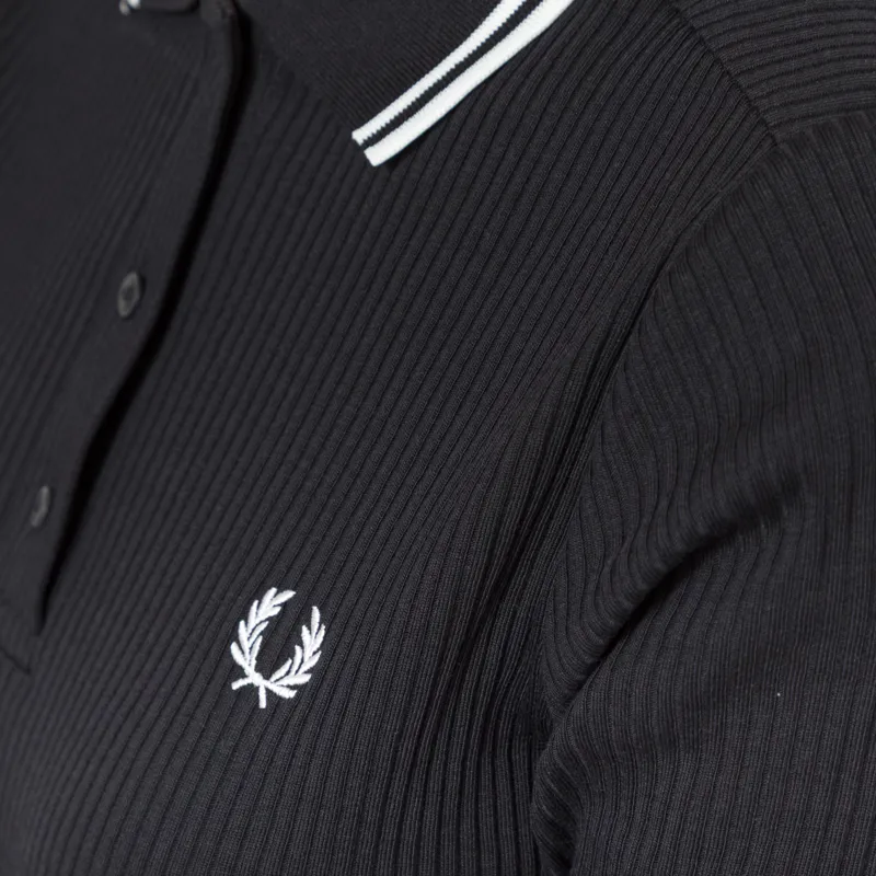 Fred Perry Womens Ribbed Polo Dress Black-6