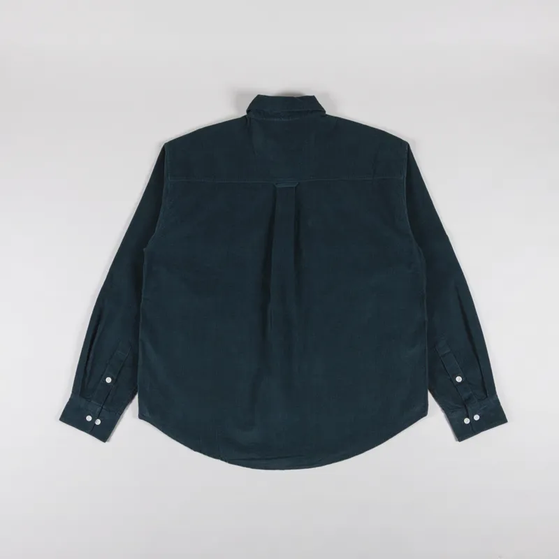 Cafe Mountain Double Pocket Seersucker Cord Heritage Shirt Forest Green-1