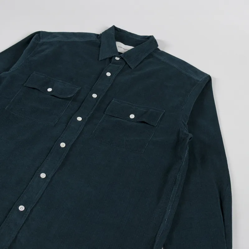 Cafe Mountain Double Pocket Seersucker Cord Heritage Shirt Forest Green-2