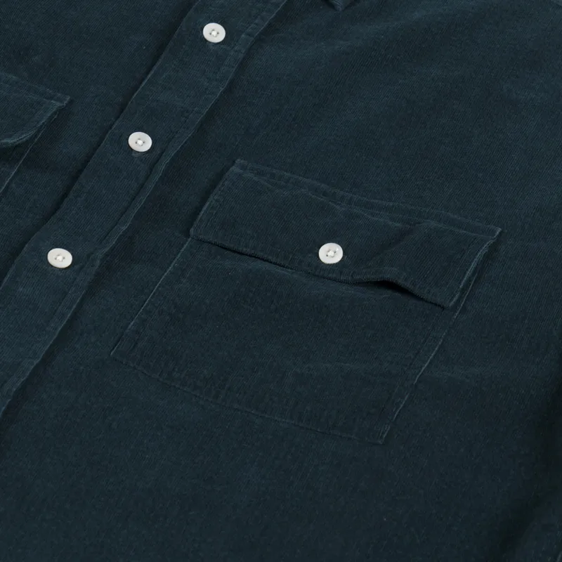 Cafe Mountain Double Pocket Seersucker Cord Heritage Shirt Forest Green-5