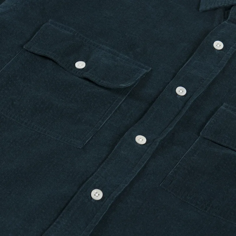 Cafe Mountain Double Pocket Seersucker Cord Heritage Shirt Forest Green-6