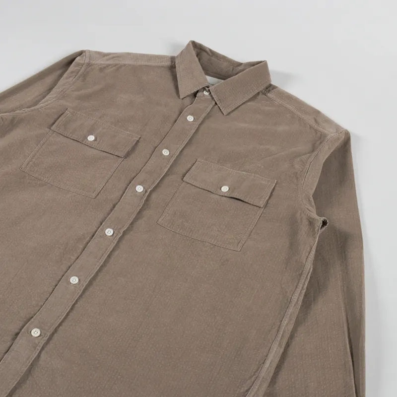 Cafe Mountain Double Pocket Seersucker Cord Heritage Shirt Oat-2