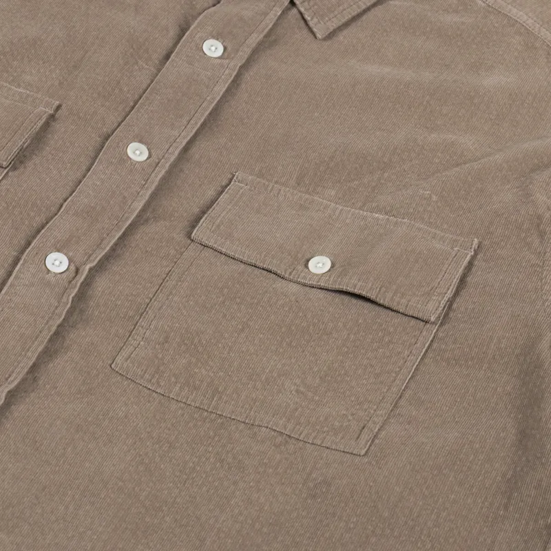 Cafe Mountain Double Pocket Seersucker Cord Heritage Shirt Oat-5