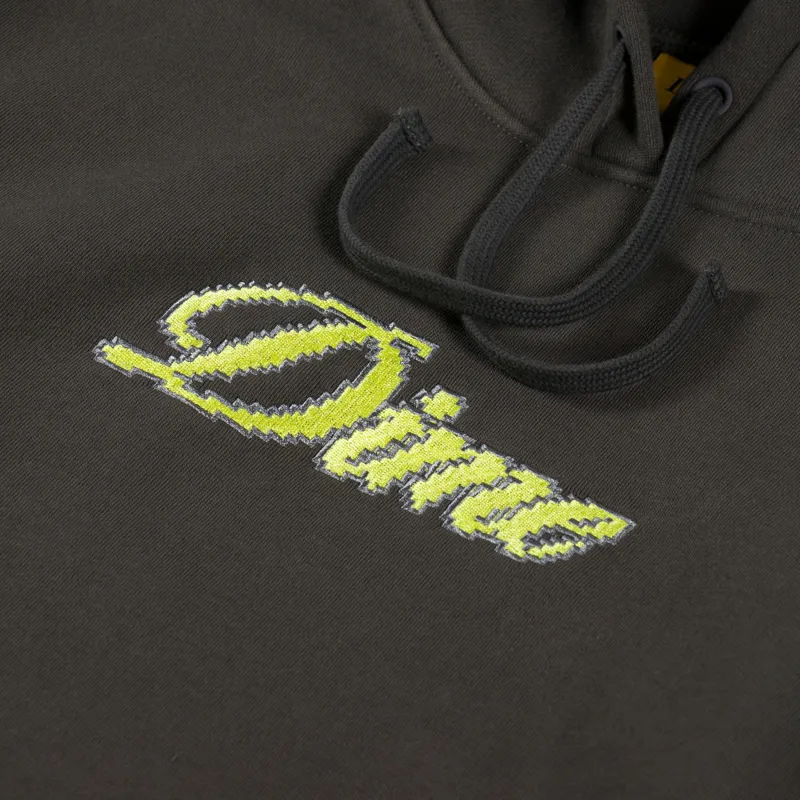 Dime Mens Pixel Cursive Graphic Hood Hoodie Sweat Vintage Black