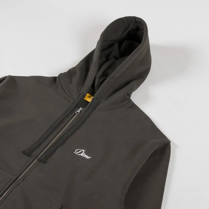 Dime Cursive Zip Hoodie Vintage Black-4