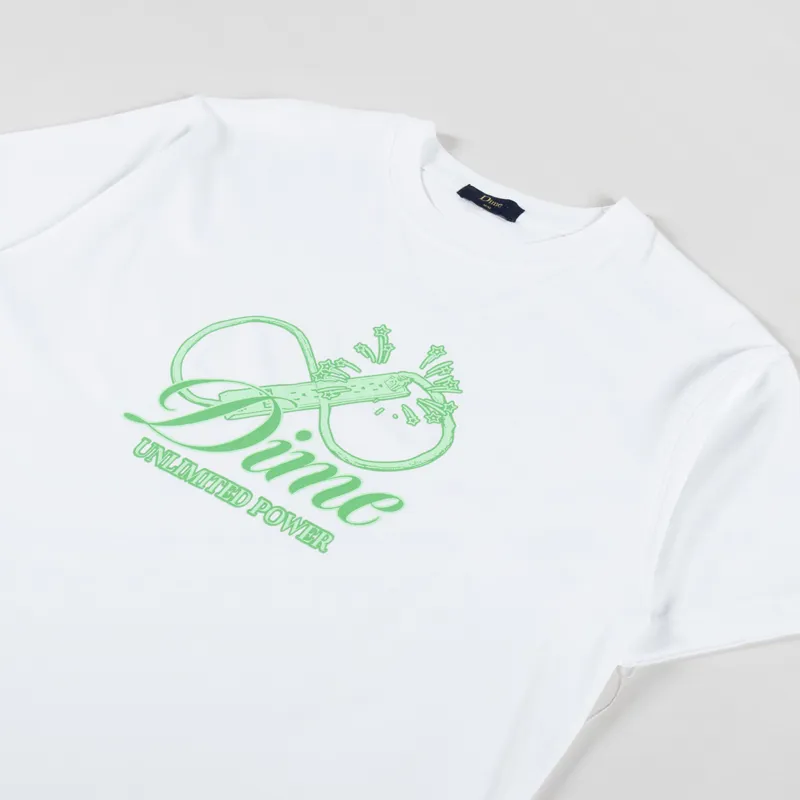 Dime Mens Cursive Power Short Sleeve Graphic Tee T Shirt White