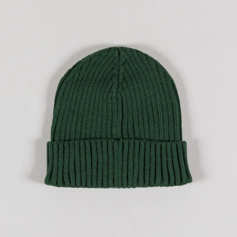 Dime Mens Winter Acrylic Knit Cursive Fold Beanie Forest Green