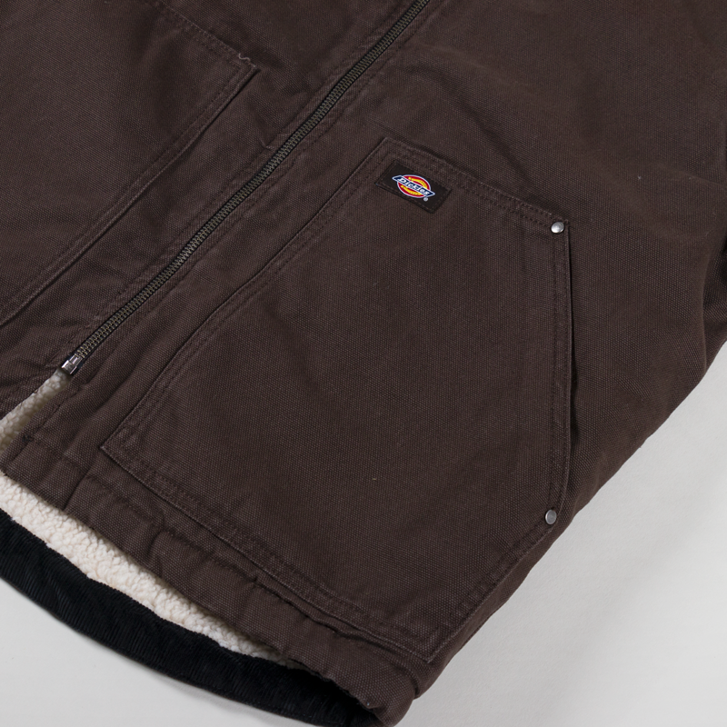 Dickies Duck Canvas Lined Vest Dark Brown-5