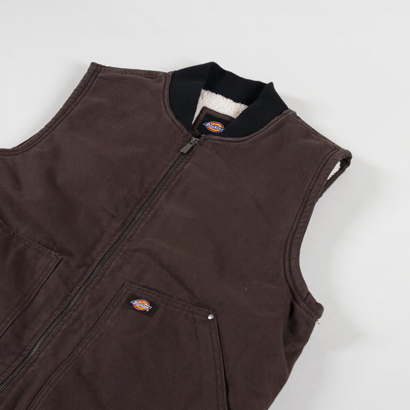 Dickies Duck Canvas Lined Vest Dark Brown-2