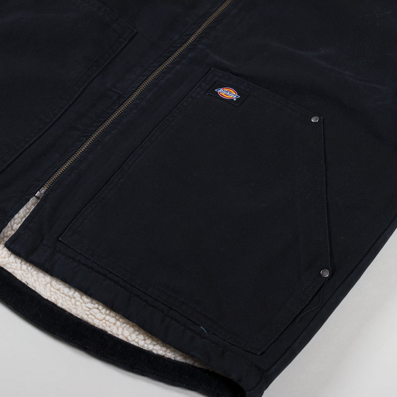 Dickies Duck Canvas Lined Vest Stone Washed Black-6