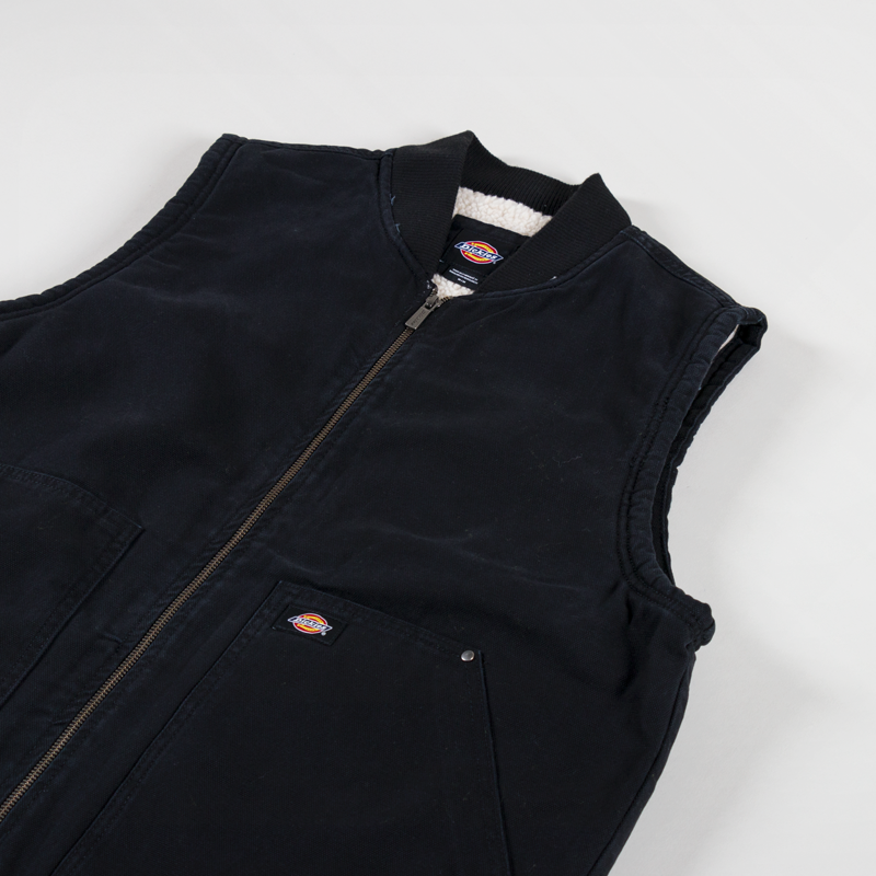 Dickies Duck Canvas Lined Vest Stone Washed Black-2