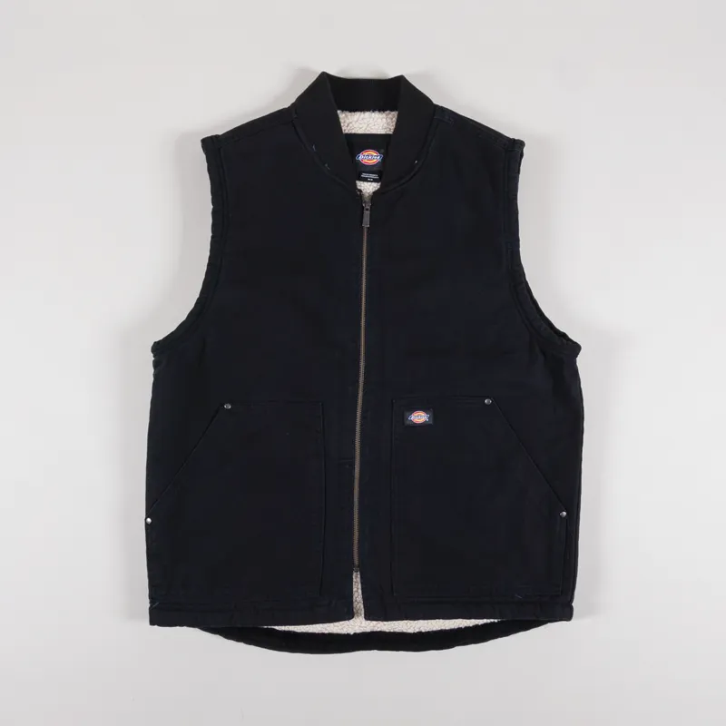 Dickies Duck Canvas Lined Vest Stone Washed Black