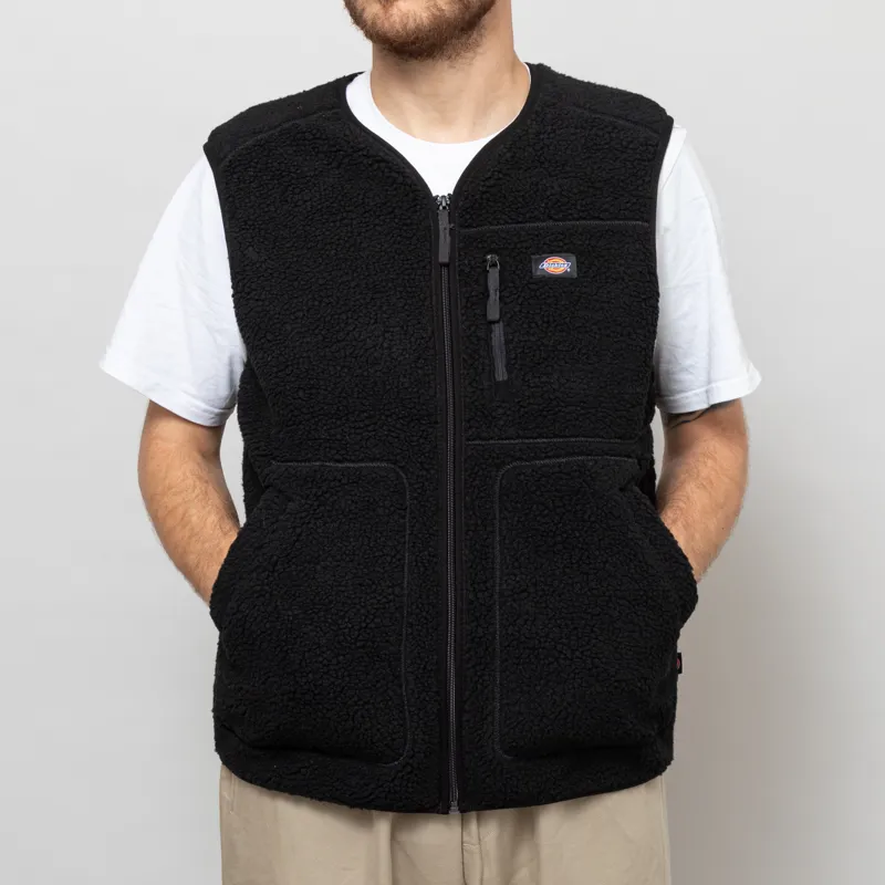 Dickies Mens Jacket Outdoor Gilet Mount Hope Fleece Vest Black