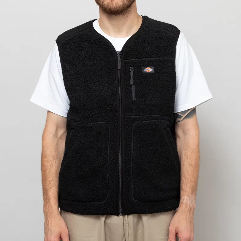 Dickies Mens Jacket Outdoor Gilet Mount Hope Fleece Vest Black