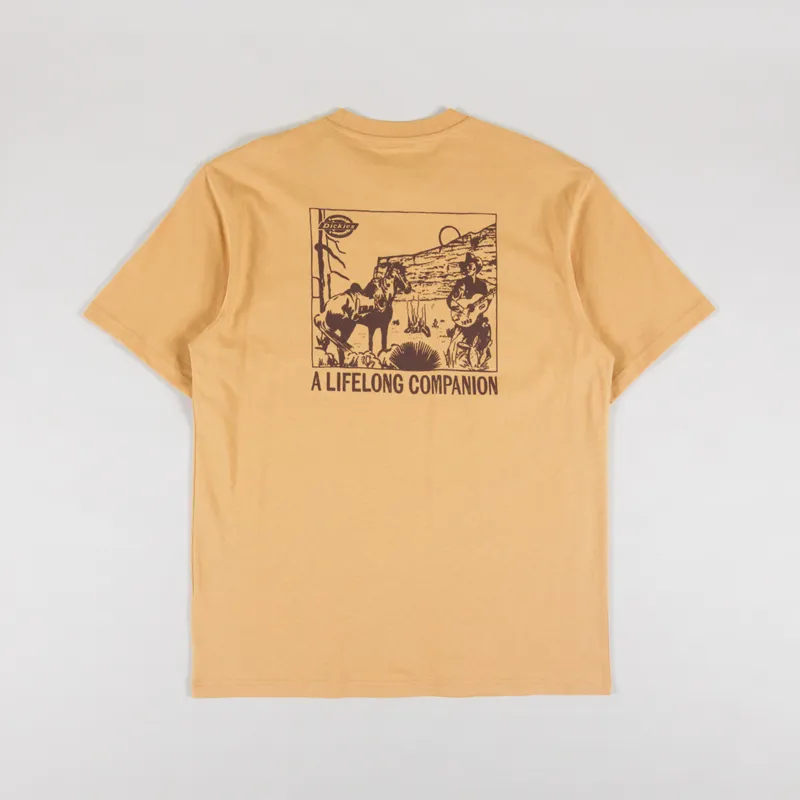 Dickies Mens Graphic Printed Companion T Shirt Oak Buff Orange